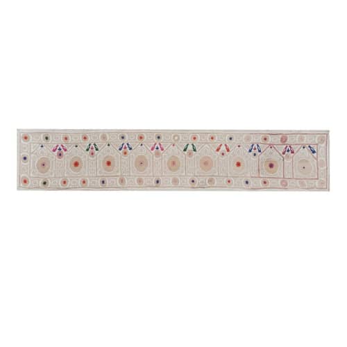 1960s Bird Motfis Pink Suzani Table Runner, Vintage C.Asian | Linens & Bedding by Vintage Pillows Store. Item composed of cotton
