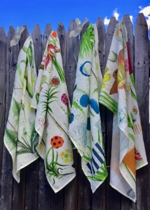 Set of 4 Tea Towels | Linens & Bedding by Pam (Pamela) Smilow. Item composed of fabric