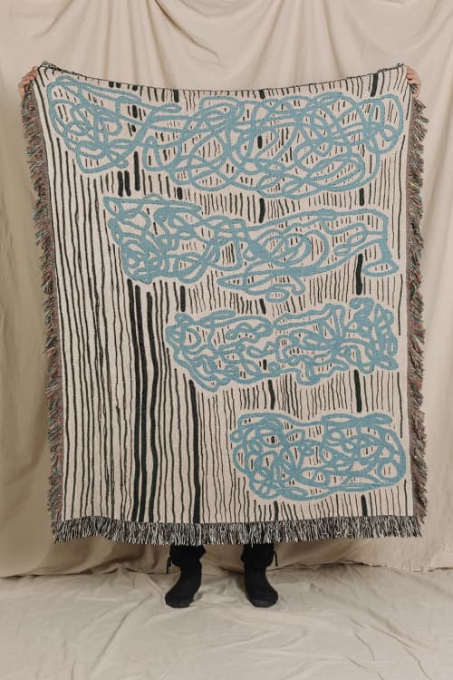 The SCRIBBLES Jacquard Woven Throw Blanket, Modern Decor | Linens & Bedding by Parker Heath | PAR  KER made. Item composed of cotton and fiber in boho or minimalism style