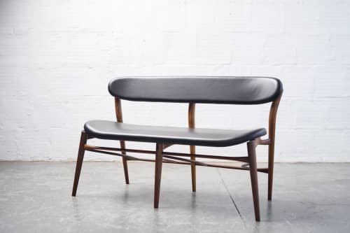 Fjoon Bench | Benches & Ottomans by Fernweh Woodworking. Item made of walnut with leather