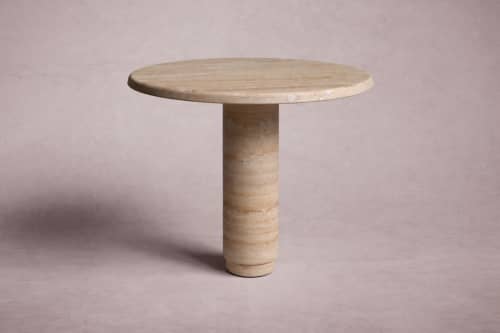 Marylou Travertine Round Table | Dining Table in Tables by HamamDecor LLC