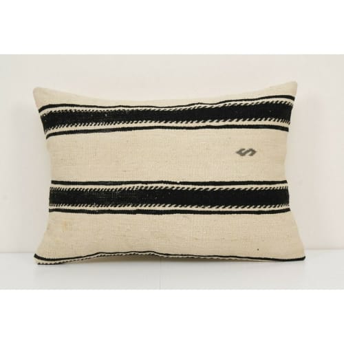 14" x 20" Vintage Striped Organic Hemp Kilim Pillow | Sham in Linens & Bedding by Vintage Pillows Store. Item composed of cotton and fiber