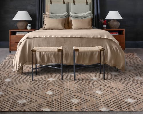 Modern Geometric Area Beige & Ivory Diamond Pattern Rug | Area Rug in Rugs by Swiflo