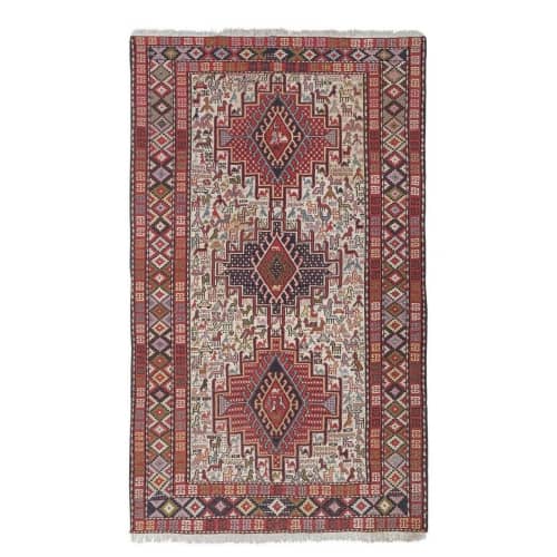 Vintage Animal Turkish Soumac Rug 3'11'' x 6'3'' | Runner Rug in Rugs by Vintage Pillows Store. Item composed of fabric