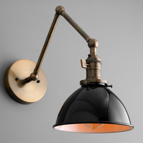 Black Light Fixture - Metal Shade Light - Model No. 3208 | Sconces by Peared Creation. Item made of brass & glass