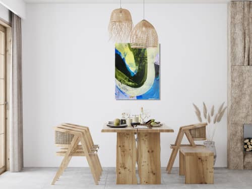 Beach Bay Original Painting on Canvas | Mixed Media by Jessalin Beutler. Item composed of canvas