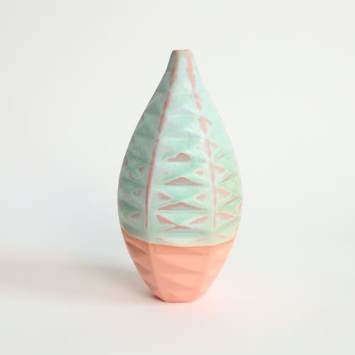 Medium Bottle in Strawberry Pistachio | Vase in Vases & Vessels by by Alejandra Design. Item made of ceramic