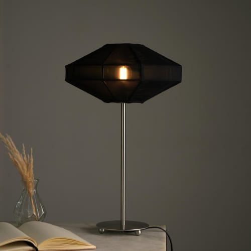 Luxe Collection - Stockholm Lamp (Black) | Table Lamp in Lamps by FIG Living. Item made of fabric & metal compatible with contemporary and modern style