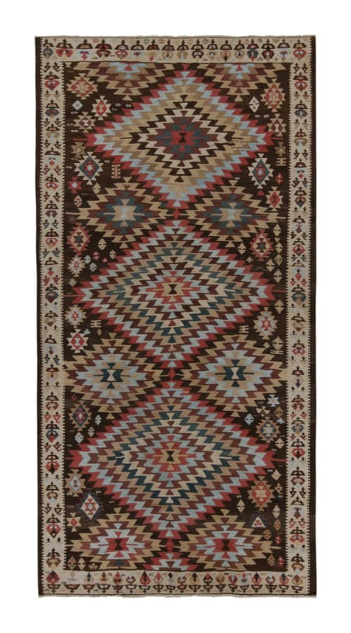 Vintage Tribal Kilim in Polychromatic Geometric Patterns by Rug & Kilim | Area Rug in Rugs by Rug and Kilim