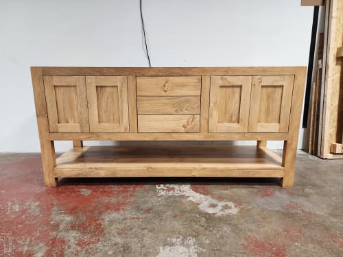 Model 1045 - Custom Double Sink Vanity | Countertop in Furniture by Limitless Woodworking. Item composed of maple wood compatible with mid century modern and contemporary style