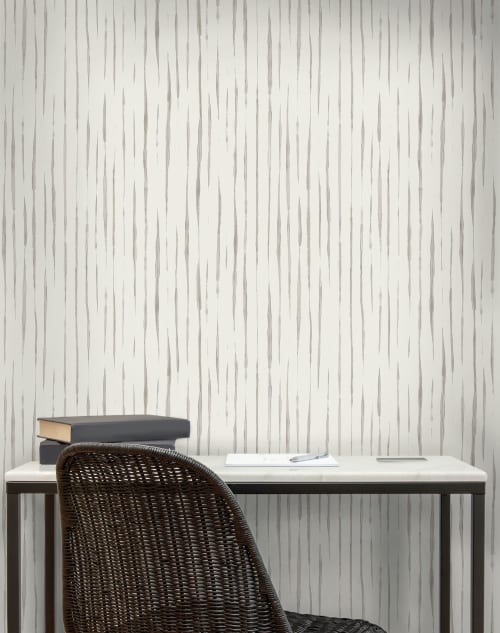 Inky Stripe Wallpaper in Taupe | Wall Treatments by Eso Studio Wallpaper & Textiles. Item composed of paper in boho or minimalism style