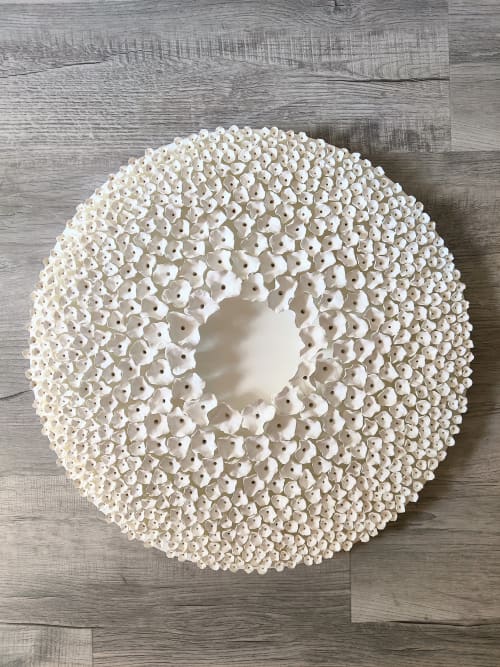 "Connection (round)" 24" diameter | Wall Sculpture in Wall Hangings by Natasha Kanevski. Item made of canvas compatible with minimalism and contemporary style