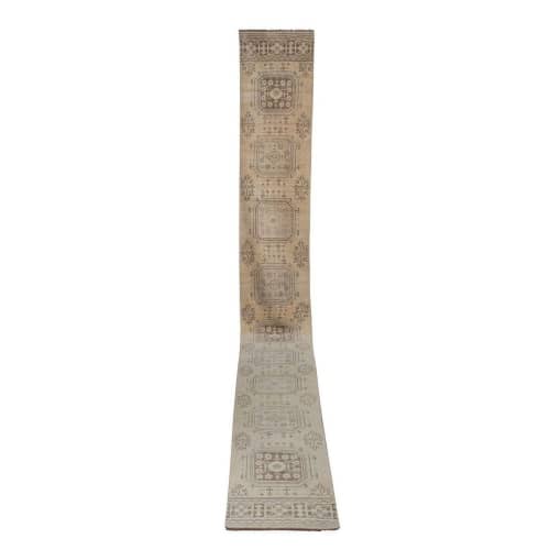 1970s Vintage Turkish Oushak Handmade Wool Runner Rug | Rugs by Vintage Pillows Store. Item composed of cotton and fiber