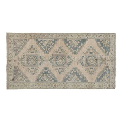 Southwest Wool Rug, Blue and Apricot Oriental Turkey Oushak | Runner Rug in Rugs by Vintage Pillows Store. Item made of fabric & fiber