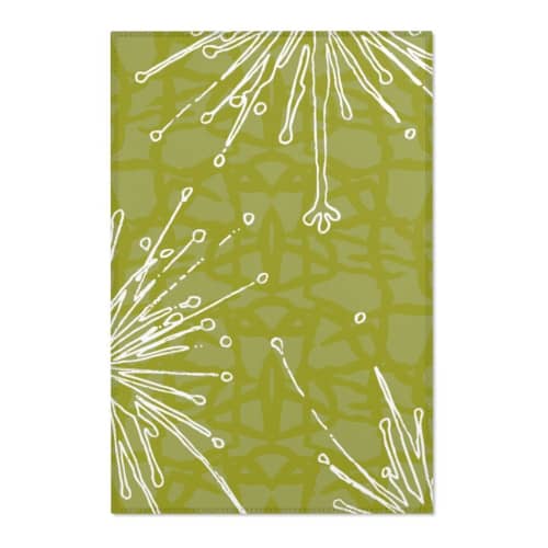 Flower Power Area Rug - Chartreuse | Rugs by Odd Duck Press. Item composed of wool & fiber