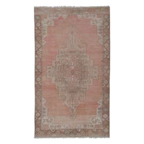 1970s Vintage Tan Handwoven Turkish Oushak Rug 4'2" X 7'1" | Area Rug in Rugs by Vintage Pillows Store. Item composed of cotton & fiber