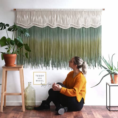 Extra Large Macrame Wall Hanging - "Deep Lake" | Wall Hangings by Rianne Aarts / Teddy and Wool Studio. Item made of fiber