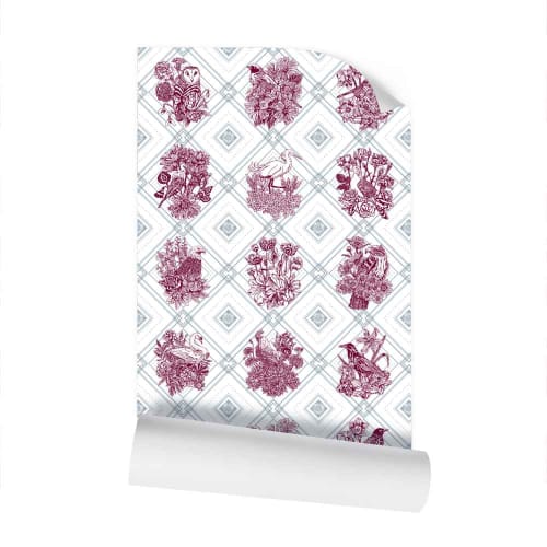 Trellis - The AEON Months - Dark Magenta & BlueGreen | Wallpaper in Wall Treatments by Sean Martorana. Item made of paper