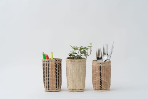 Pencil Holder | Desk Organizer | Woven Basket | Storage Basket in Storage by NEEPA HUT. Item made of fiber