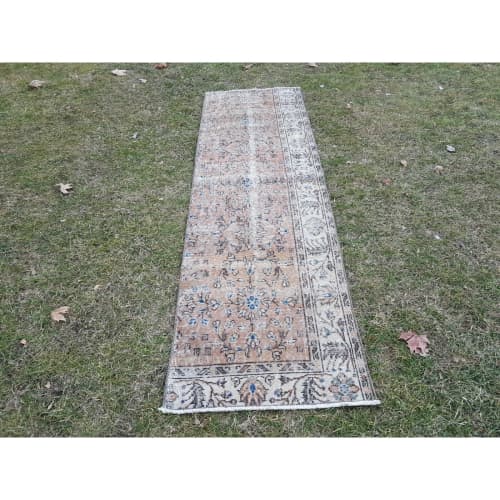 Distressed Floral Turkish Sparta Runner | Runner Rug in Rugs by Vintage Pillows Store. Item made of cotton & fiber