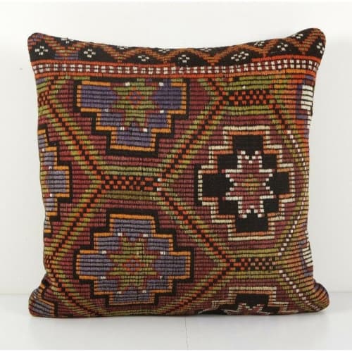 Square Oversize Turkish Kilim Pillow Cover, Kilim Rug Pillow | Sham in Linens & Bedding by Vintage Pillows Store. Item made of cotton with fiber