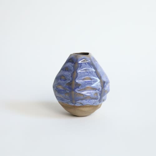 Mini Hex in Coral Blue | Vase in Vases & Vessels by by Alejandra Design. Item made of ceramic