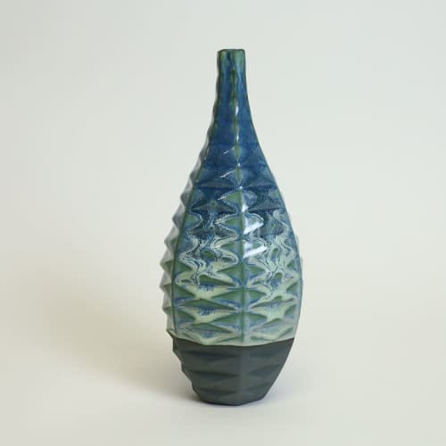 Bottle in Lime Moondust | Vase in Vases & Vessels by by Alejandra Design. Item made of ceramic