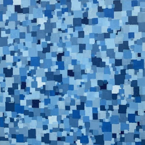 Squares Within Squares Blue 20"x20" | Oil And Acrylic Painting in Paintings by Emeline Tate. Item composed of canvas & synthetic
