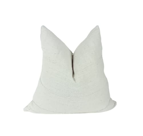 White mudcloth pillow, white mudcloth cushion | Pillows by velvet + linen