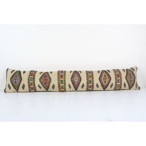 Vintage Geometrical Turkish Lumbar Pillow, Queen Boho Woven | Cushion in Pillows by Vintage Pillows Store