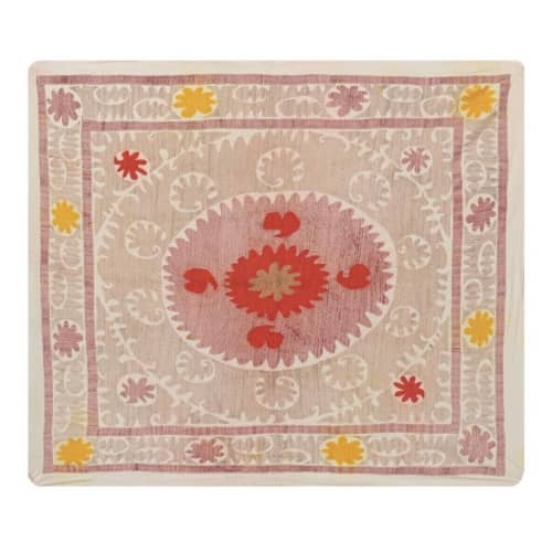 Embroidered Pink Suzani Table Cover, Vintage Pink Old | Table Runner in Linens & Bedding by Vintage Pillows Store. Item made of cotton