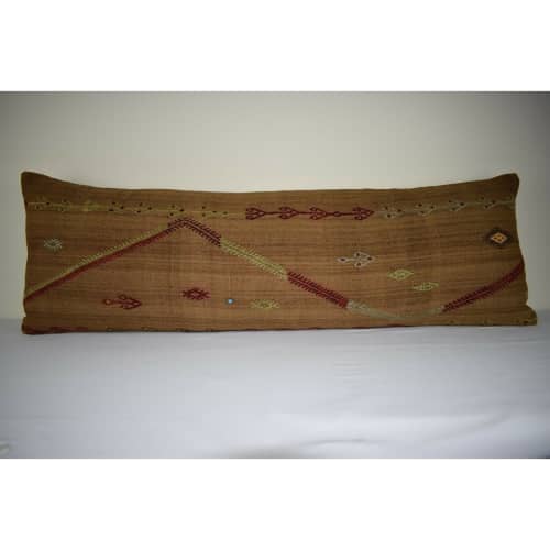16'' X 47'' Queen Boho Woven Bedding Kilim Pillow Cover | Cushion in Pillows by Vintage Pillows Store. Item made of cotton