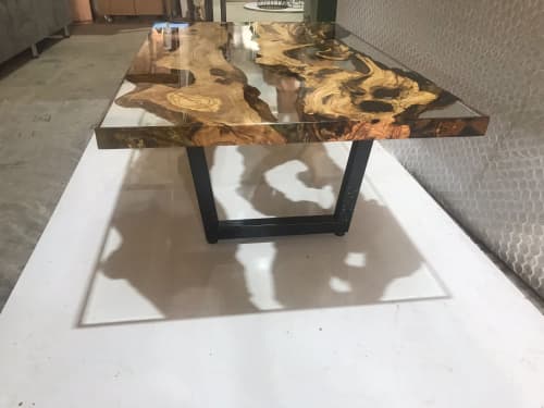 Waterfall Coffee Table - Epoxy Resin Coffee Table | Tables by Tinella Collection. Item composed of wood and synthetic in boho or coastal style
