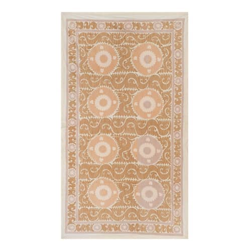 Vintage Pastel Coloured Central Asian Suzani Embroidery - Pi | Tablecloth in Linens & Bedding by Vintage Pillows Store