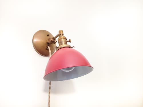 Adjustable Bedside Reading Wall Light, Antique Brass & Matte | Sconces by Retro Steam Works. Item made of fabric with brass works with mid century modern style