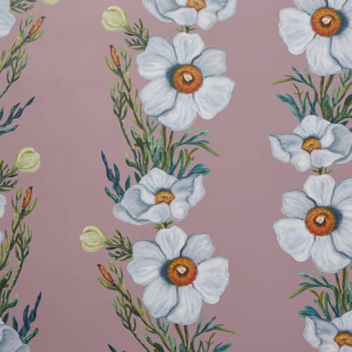 Ojai Matilija Blush Wallpaper | Wall Treatments by Stevie Howell