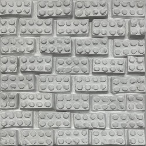 Bricks 6"x6" | Mixed Media in Paintings by Emeline Tate. Item made of canvas & synthetic