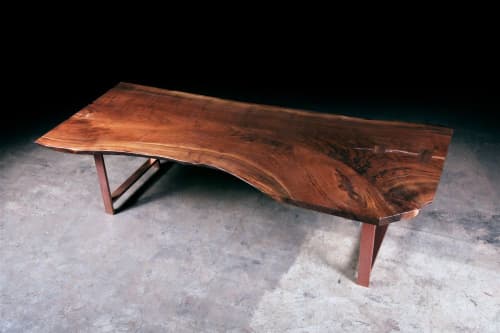 Live Edge Slab Walnut Dining Table | Tables by Urban Lumber Co.. Item composed of birch wood & steel