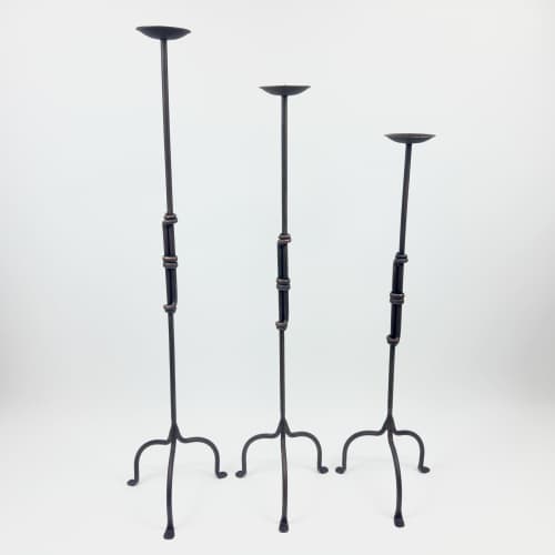 Hand Forged Iron Candelabra Set of 3 (90-100-110cm) | Candle Holder in Decorative Objects by edecrawzFC