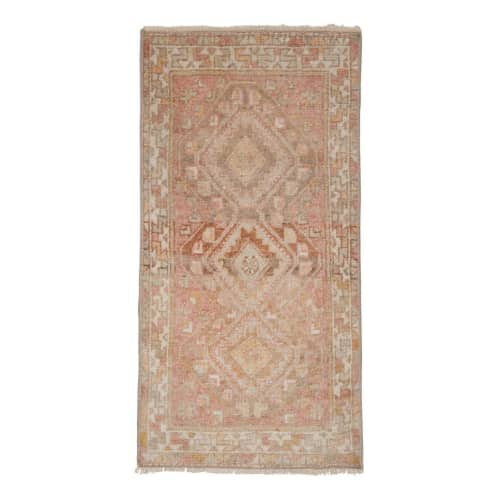Vintage Distressed Low Pile Turkish Yastik Petite Rug | Area Rug in Rugs by Vintage Pillows Store. Item composed of cotton and fiber