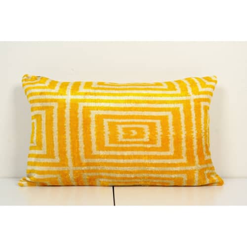 16" x 24" Christmas Day Gift Pillow, Silk Ikat Velvet Pillow | Sham in Linens & Bedding by Vintage Pillows Store. Item made of cotton
