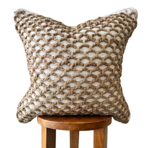 Tuban Pillow Cover — Braided Jute & Cotton in Natural Tones | Pillows by Busa Designs