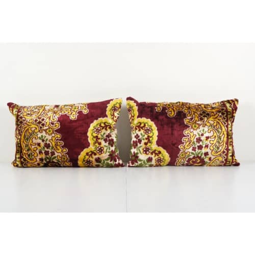 Set of Two Velvet Pillow, Soft Pillow, Pair Pillow Cover | Sham in Linens & Bedding by Vintage Pillows Store. Item made of cotton & fiber