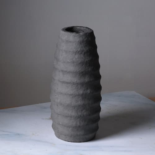 Paper Mache Vase, Tall Step Design | Vases & Vessels by FIG Living. Item made of paper works with contemporary & modern style