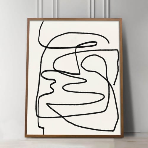 Japandi Wall Art, Modern Minimalist Abstract Line Art Poster | Prints by Capricorn Press. Item composed of paper in boho or minimalism style