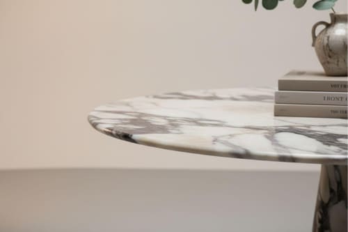 Calacatta Viola Dining Table, Solid Marble Round Table, | Tables by AYMARBLEDESIGN LLC
