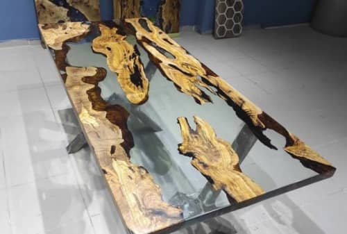 Handmade epoxy table, Transparent Furniture Vivid Edge | Dining Table in Tables by LuxuryEpoxyFurniture. Item made of wood with synthetic