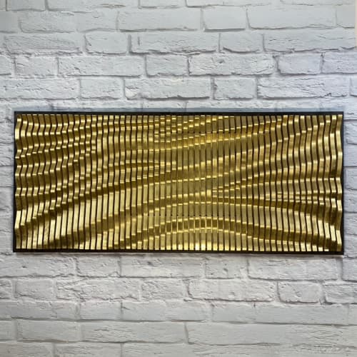 "Gilded Radiance" Parametric Wood Wall Art Decor/100% Wood | Wall Sculpture in Wall Hangings by ArtMillWork Design. Item made of wood