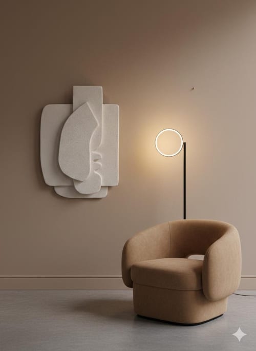 Minimalistic Style Wall Sculpture - Plaster Wall Art - Modern Wall Hanging - White Wall Painting - Wabi Sabi - Housewarming Gift | Wall Hangings by Vaiva Art Atelier