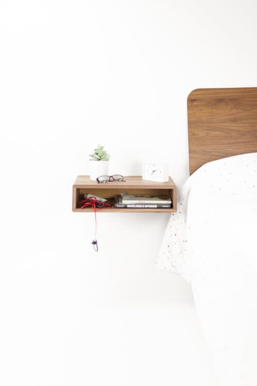 Walnut Floating Nightstand Bedside Table | Storage by Manuel Barrera Habitables. Item composed of walnut